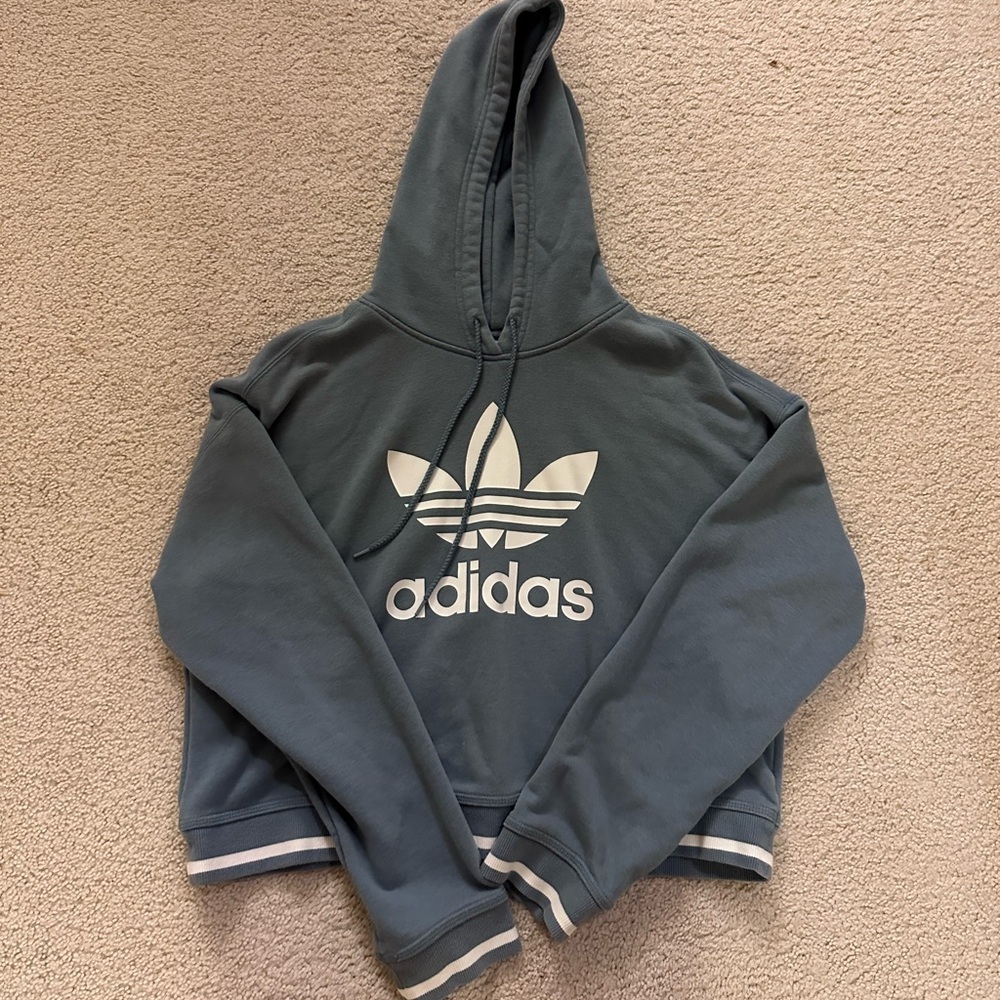 cropped adidas blue hoodie